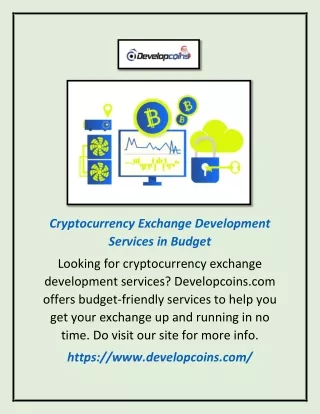 Cryptocurrency Exchange Development Services In Budget | Developcoins.com