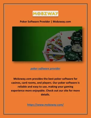 poker software provider mobzway com