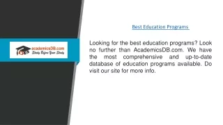 Best Education Programs | Academicsdb.com