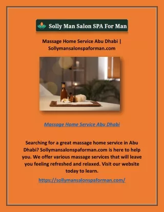 Massage Home Service Abu Dhabi | Sollymansalonspaforman.com