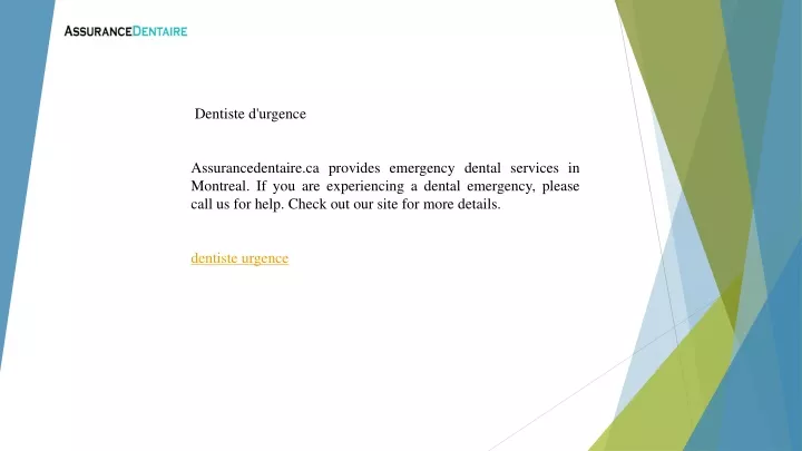 dentiste d urgence assurancedentaire ca provides