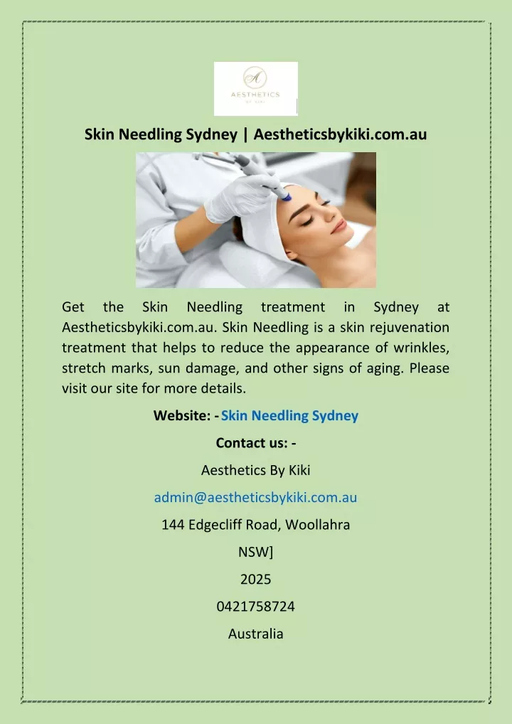 PPT Skin Needling Sydney Aestheticsbykiki Com Au PowerPoint Presentation ID