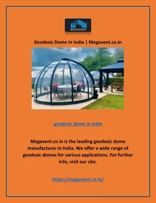 Geodesic Dome In India | Megavent.co.in