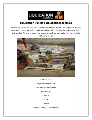 Liquidation Pallets  Liquidationpallets.ca