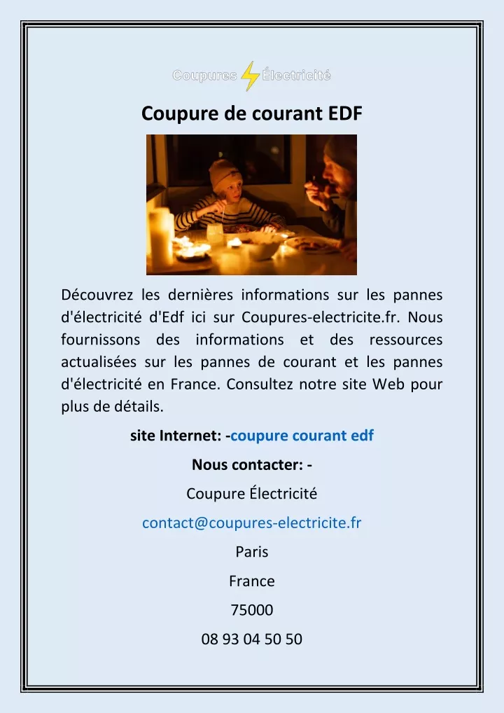 coupure de courant edf