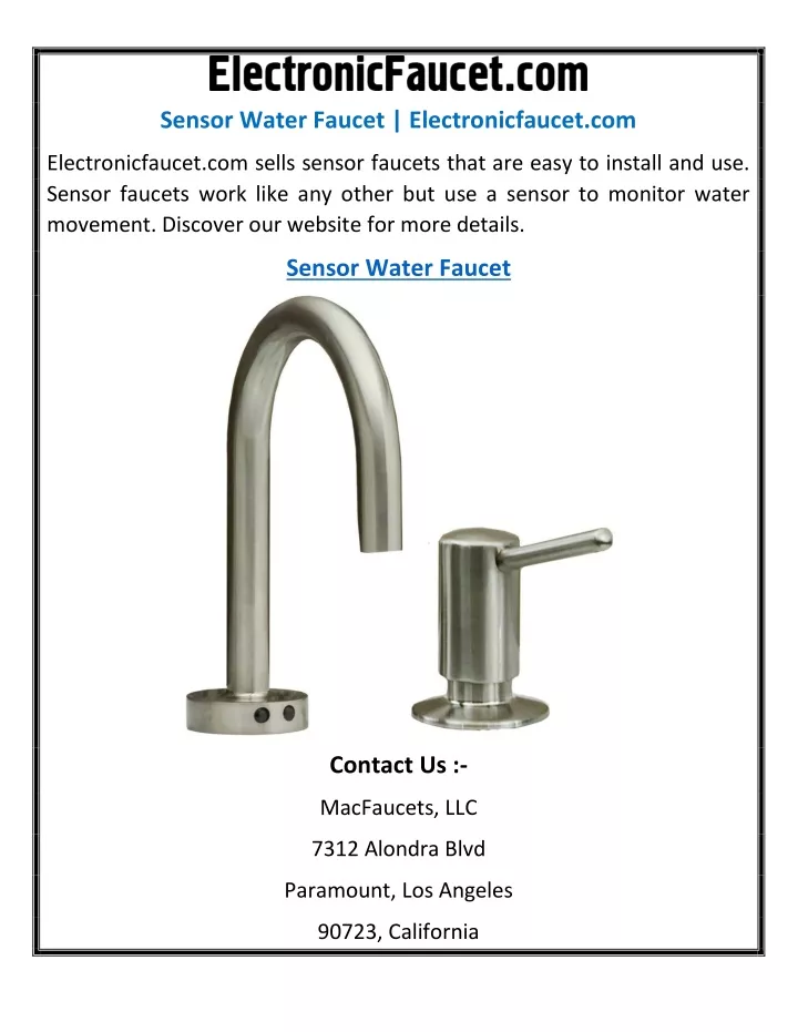 sensor water faucet electronicfaucet com
