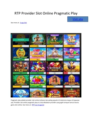 rtp provider slot online pragmatic play