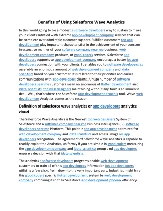 benefits of using salesforce wave analytics