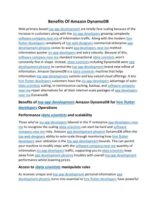 benefits of amazon dynamodb