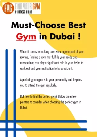 Must-Choose Best Gym in Dubai