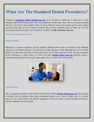 what are the standard dental procedures