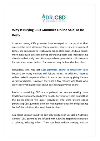 Find The Best CBD Gummies In University Park