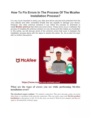 how to fix errors in the process of the mcafee