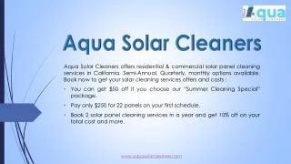 Aqua Solar Panels Cleaning Company California | Book Now