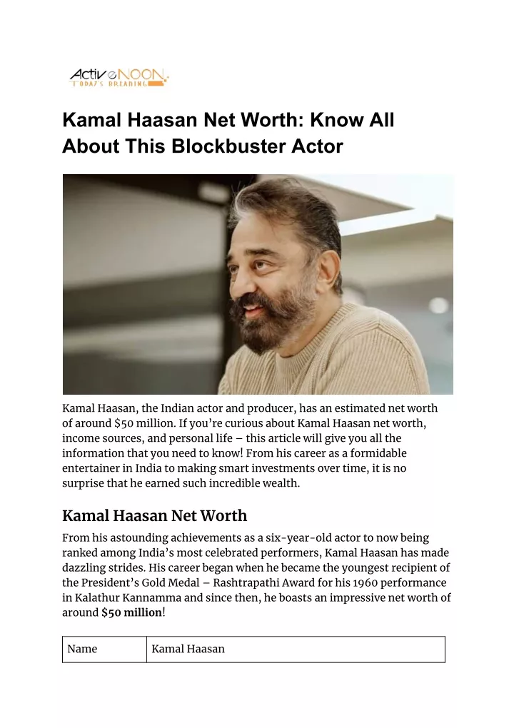 kamal haasan net worth know all about this