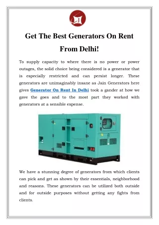 get the best generators on rent