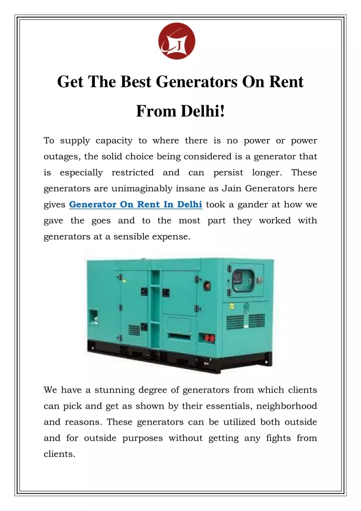 get the best generators on rent