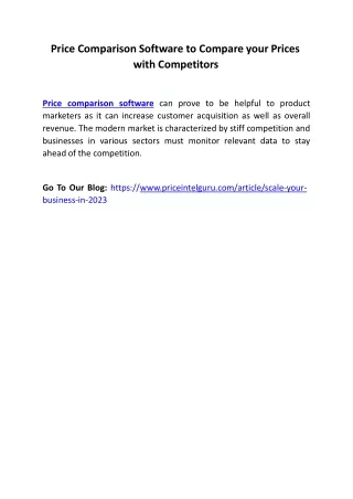 price comparison software to compare your prices