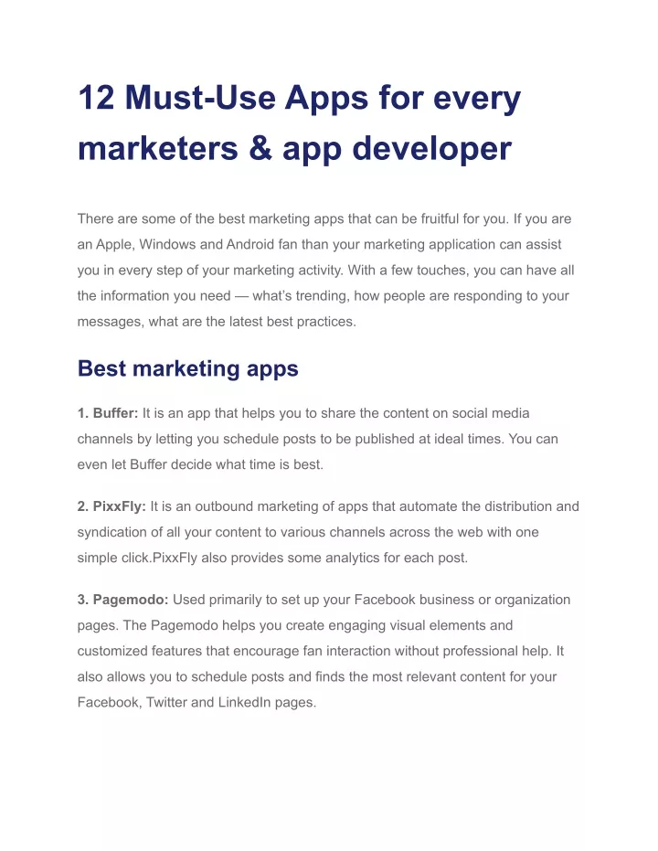 12 must use apps for every marketers app developer