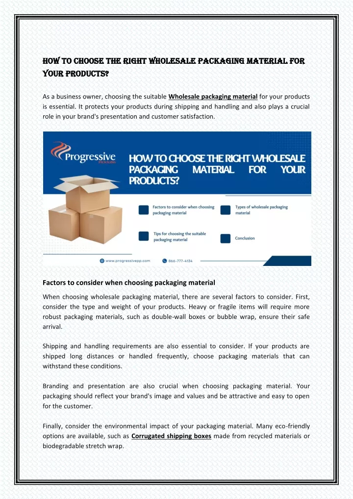 Ppt How To Choose The Right Wholesale Packaging Material For Your Products Powerpoint