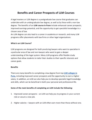 Benefits and Career Prospects of LLM Courses