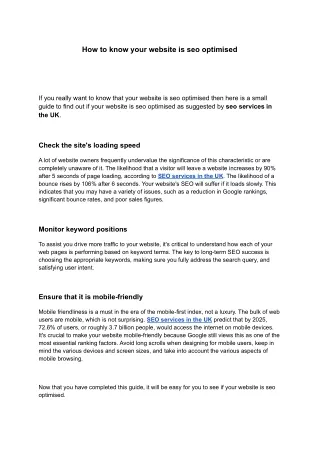 how to know your website is seo optimised