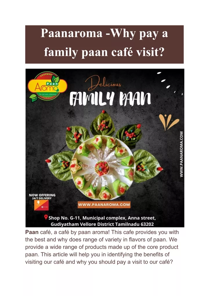 paanaroma why pay a family paan caf visit
