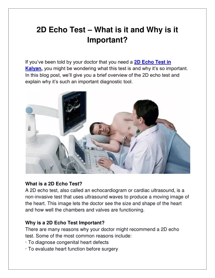 2d echo test what is it and why is it important