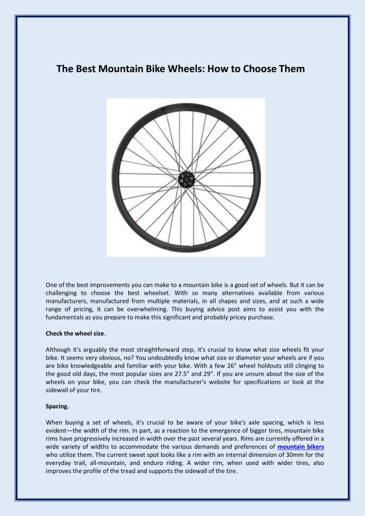 the best mountain bike wheels how to choose them