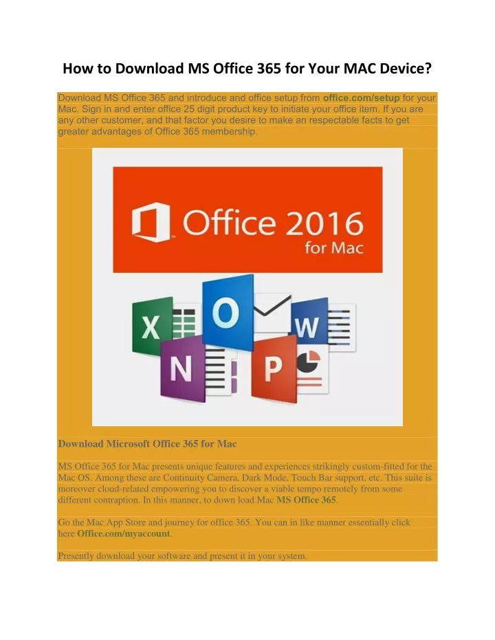 how to download ms office 365 for your mac device