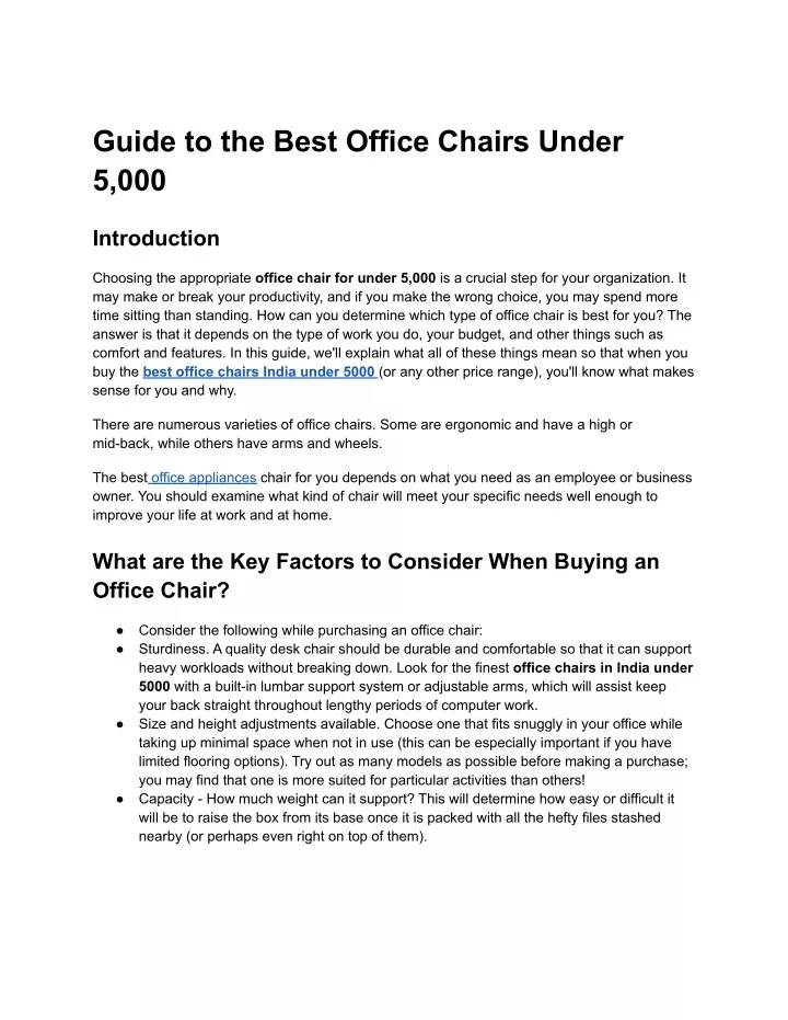 guide to the best office chairs under 5 000