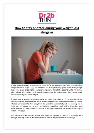 Dr2bThin - How to stay on track during your weight loss struggles
