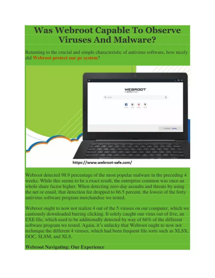 was webroot capable to observe viruses and malware