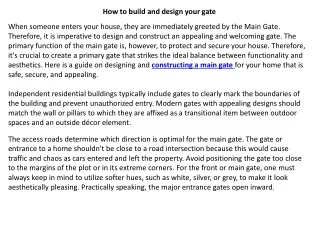 How to build and design your gate