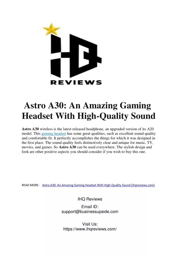 astro a30 an amazing gaming headset with high