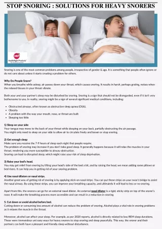 Stop Snoring  Solutions for Heavy Snorers
