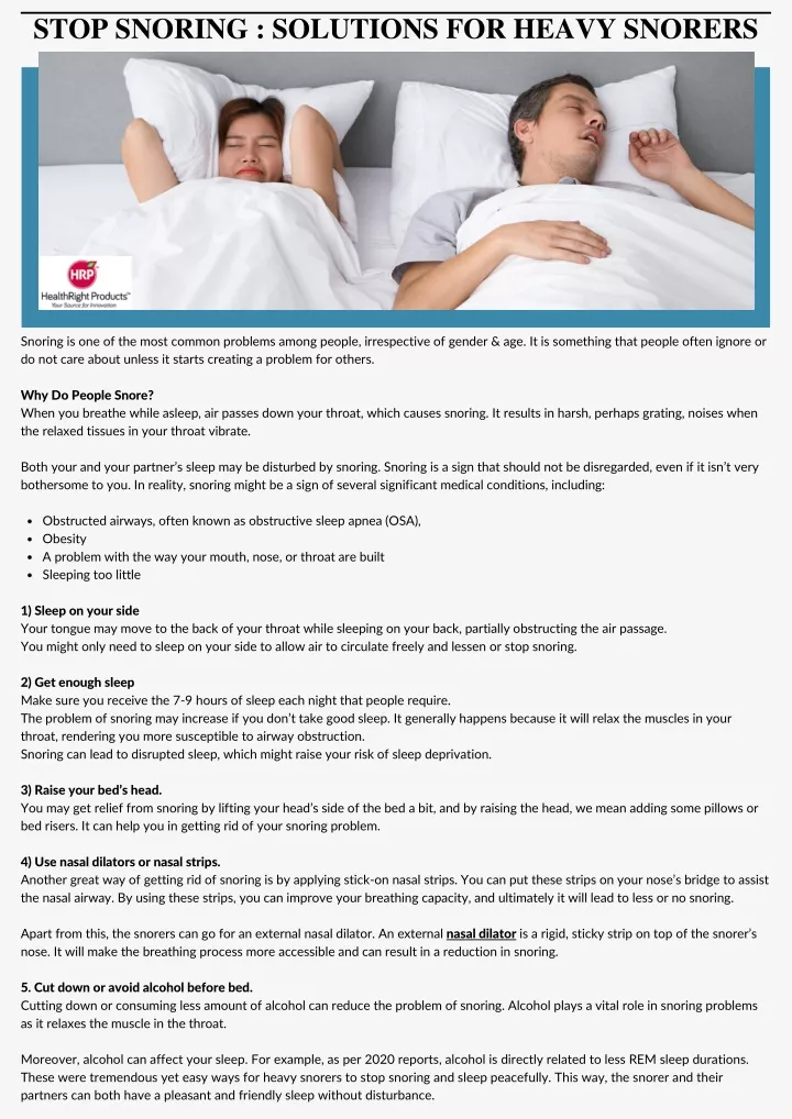 stop snoring solutions for heavy snorers