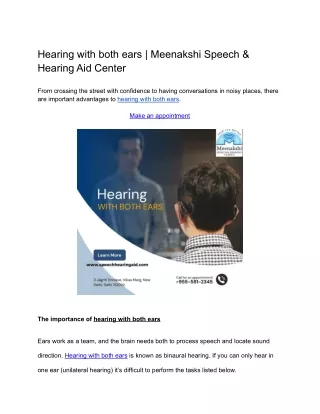 Hearing with both ears _ Meenakshi Speech & Hearing Aid Center