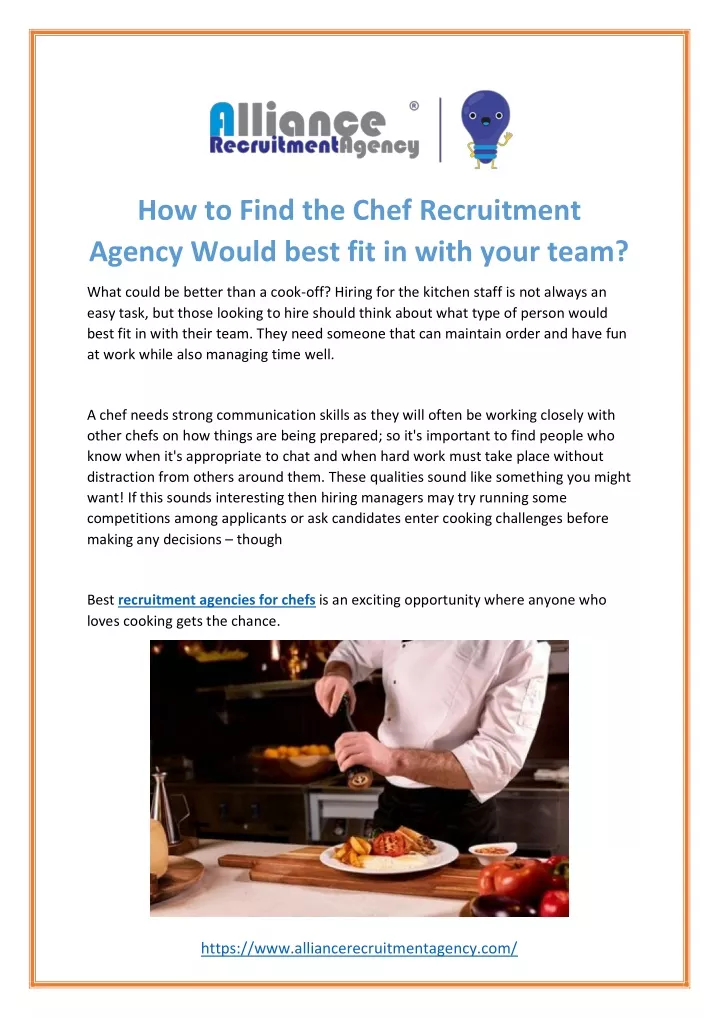 how to find the chef recruitment agency would