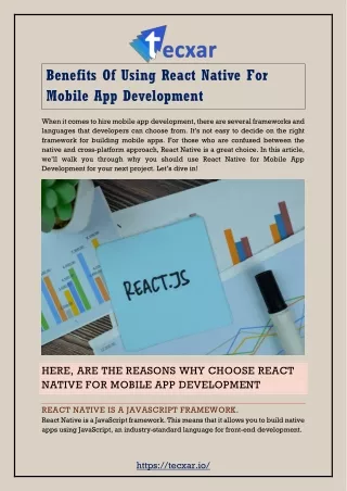 Benefits Of Using React Native For Mobile App Development