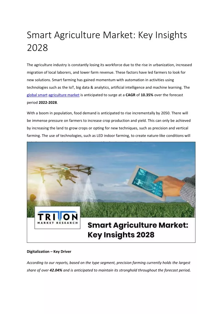 smart agriculture market key insights 2028