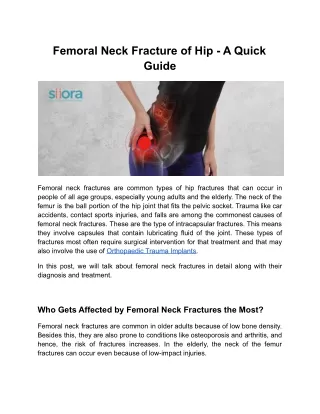 Femoral Neck Fracture of Hip - A Quick Guide