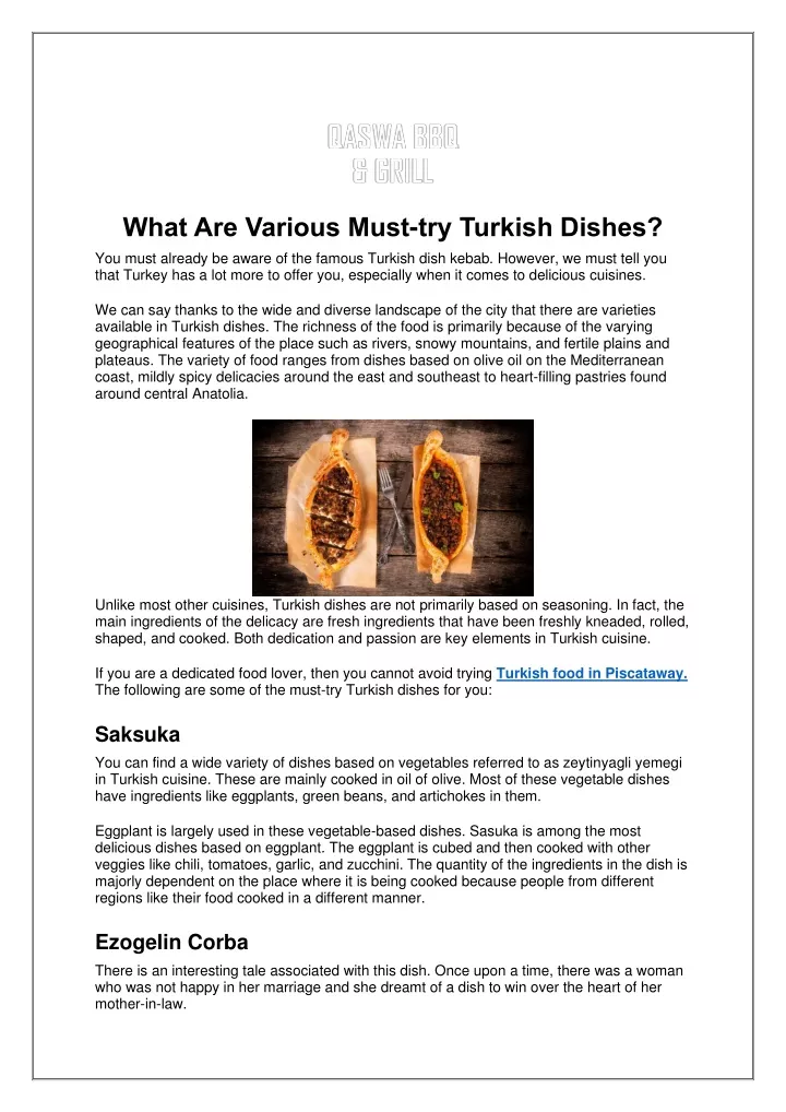 what are various must try turkish dishes you must