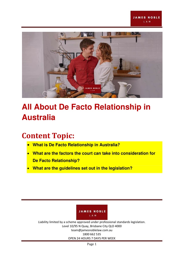 Ppt De Facto Relationship Australia Factors And Guidelines James