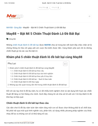 May88 - Bật Mí 5 Chiến Thuật Đánh Lô Đề Bất Bại
