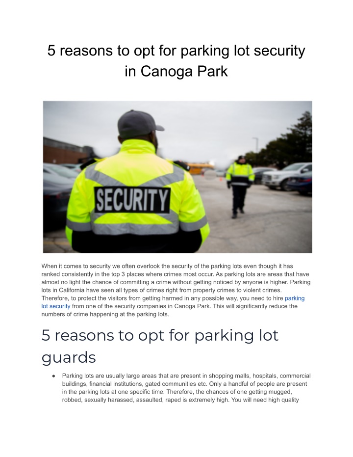 5 reasons to opt for parking lot security