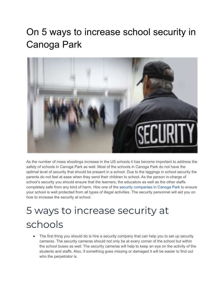on 5 ways to increase school security in canoga