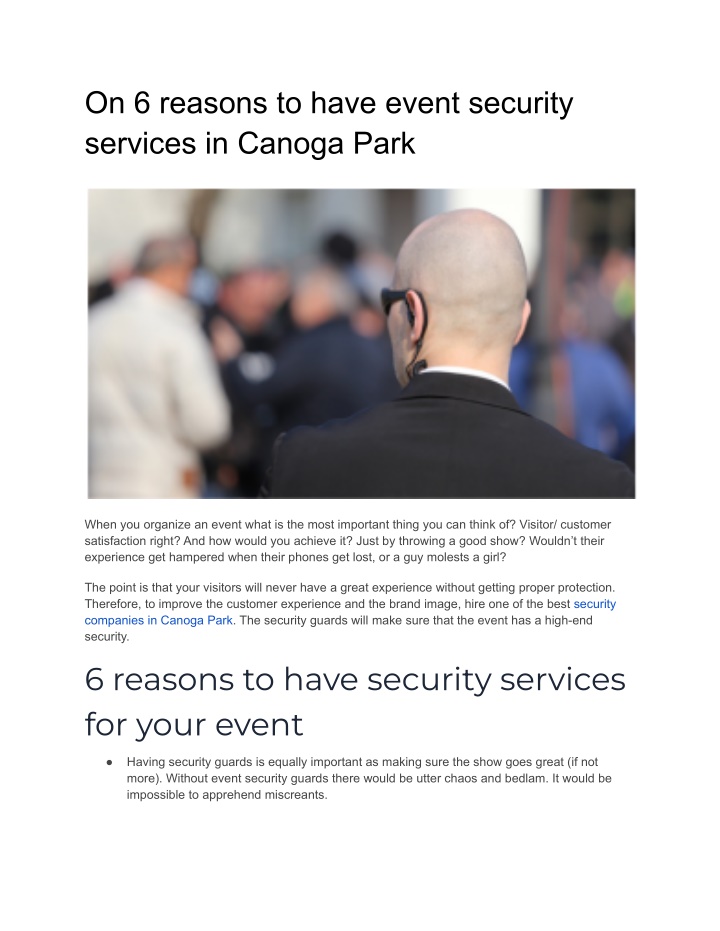 on 6 reasons to have event security services