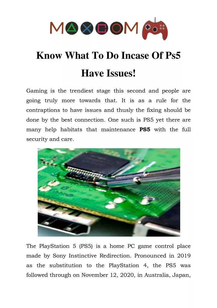 know what to do incase of ps5