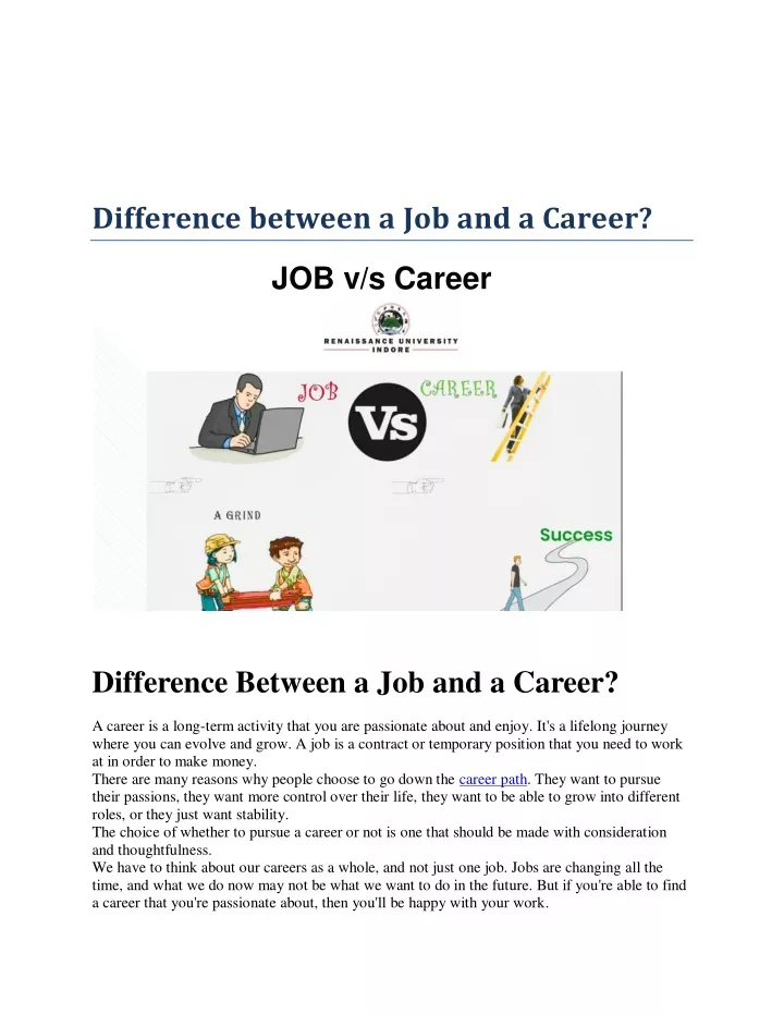 difference between a job and a career